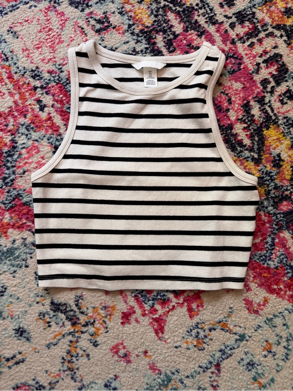 H&M Black & White Striped Cropped Tank